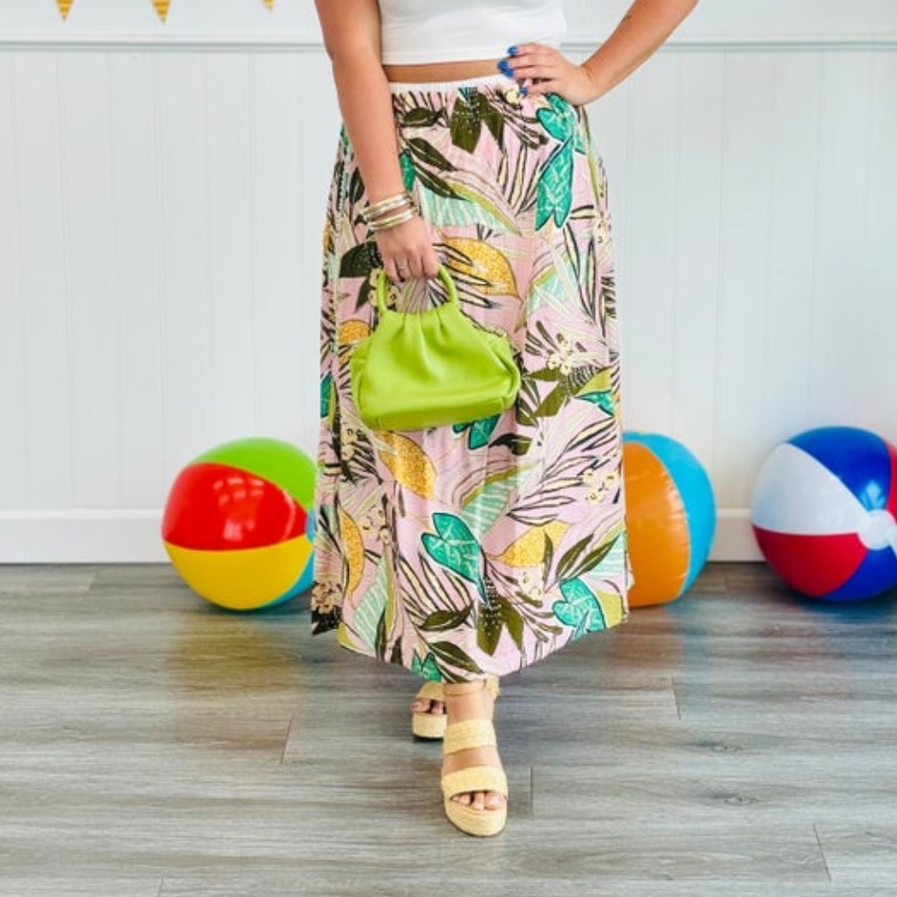 Blue B Tropical Print Maxi Skirt